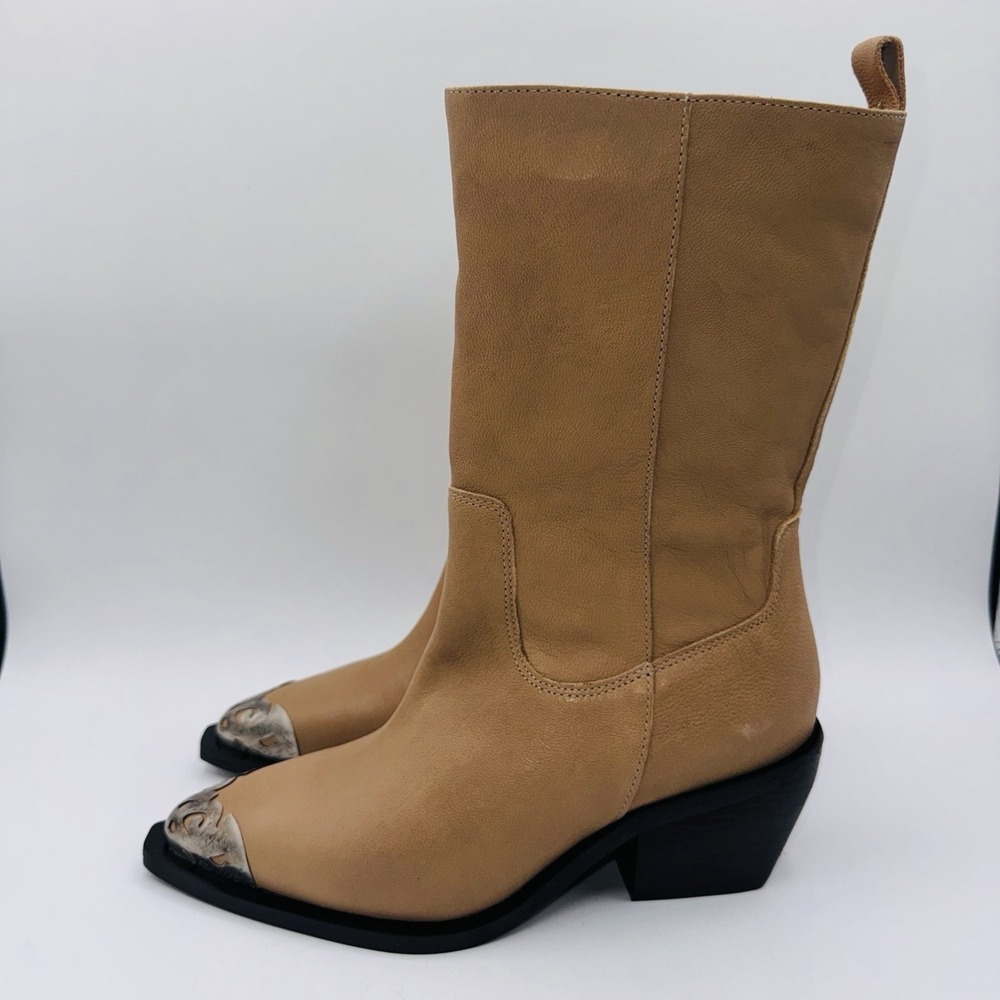 Free People Faster Horses Filigree Boot Women's Size 7.5 Camel Leather Cap Toe - Picture 9 of 16